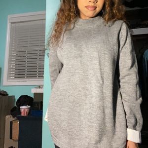 New York & Company Gray Sweater with Sheer back